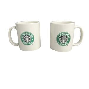 Set of 2 Starbucks Coffee Mugs 2004 Vintage 2 Sided Green Siren Logo